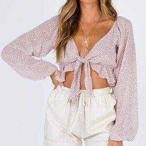Floral Pink Tie-Front Top | Princess Polly Neima Top